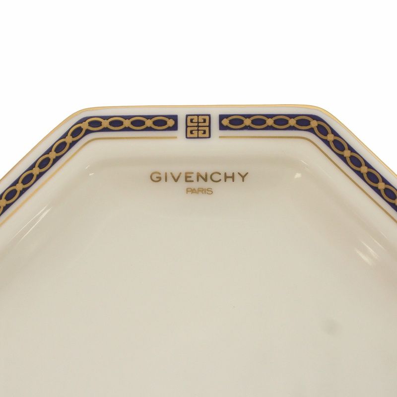 ジバンシィ GIVENCHY 皿 プレート 5枚セット 食器 ロゴ 八角形 金彩 白