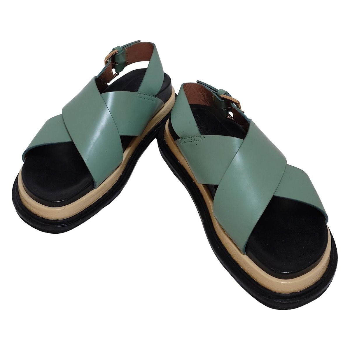 MARNI マルニ サンダル レディース - ライトグリーン フスベット レザー
