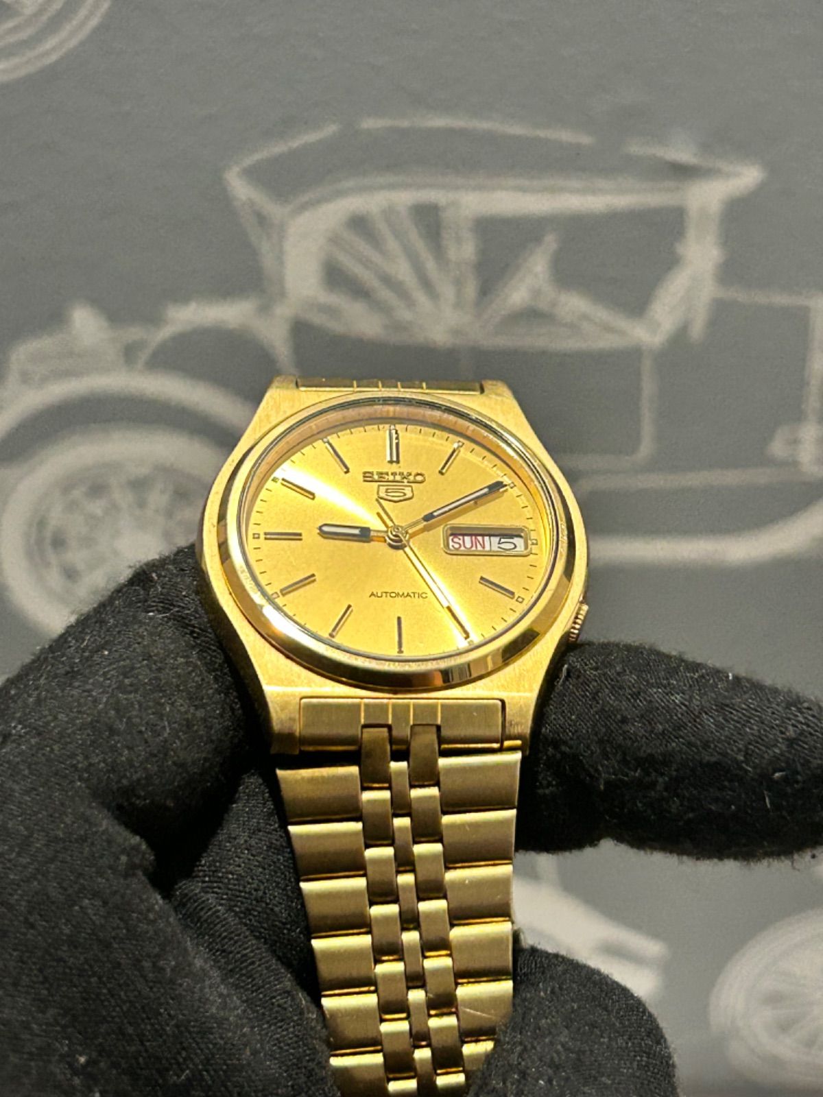SEIKO5自動巻き メンズ腕時計 ヴィンテージ70Sデイデイト ブラウン 
