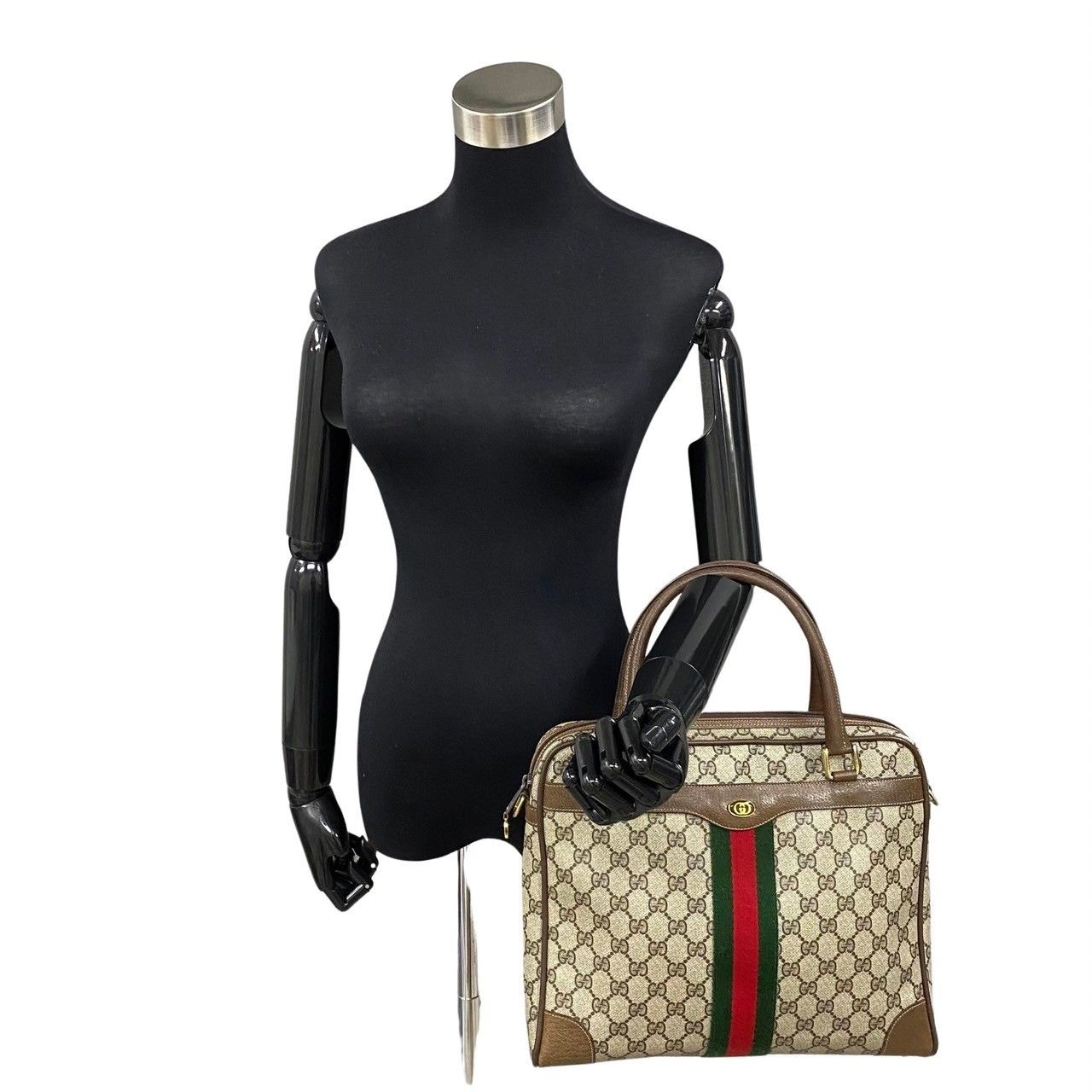 【OLD GUCCI】ビジネスバッグ　シェリーライン　ゴールド金具　ブラック OLD GUCCI】ビジネスバッグ シェリーライン ゴールド金具