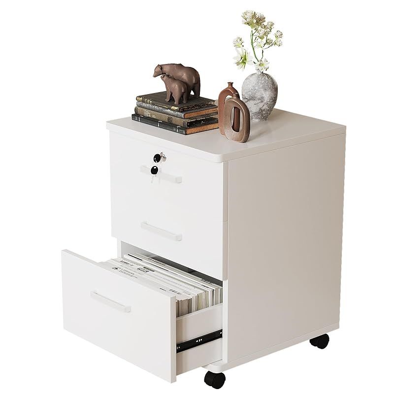 YASICA デスクワゴン 袖机 完成品 大容量 A4対応 オフィスワゴン ファイル キャスター搭載 鍵付き 3段 デスクサイドワゴン 高密度ファイバーボード オフィス キャビネット デスク下 引き出し収納 サイドチェスト ナイトテーブル リビン 1