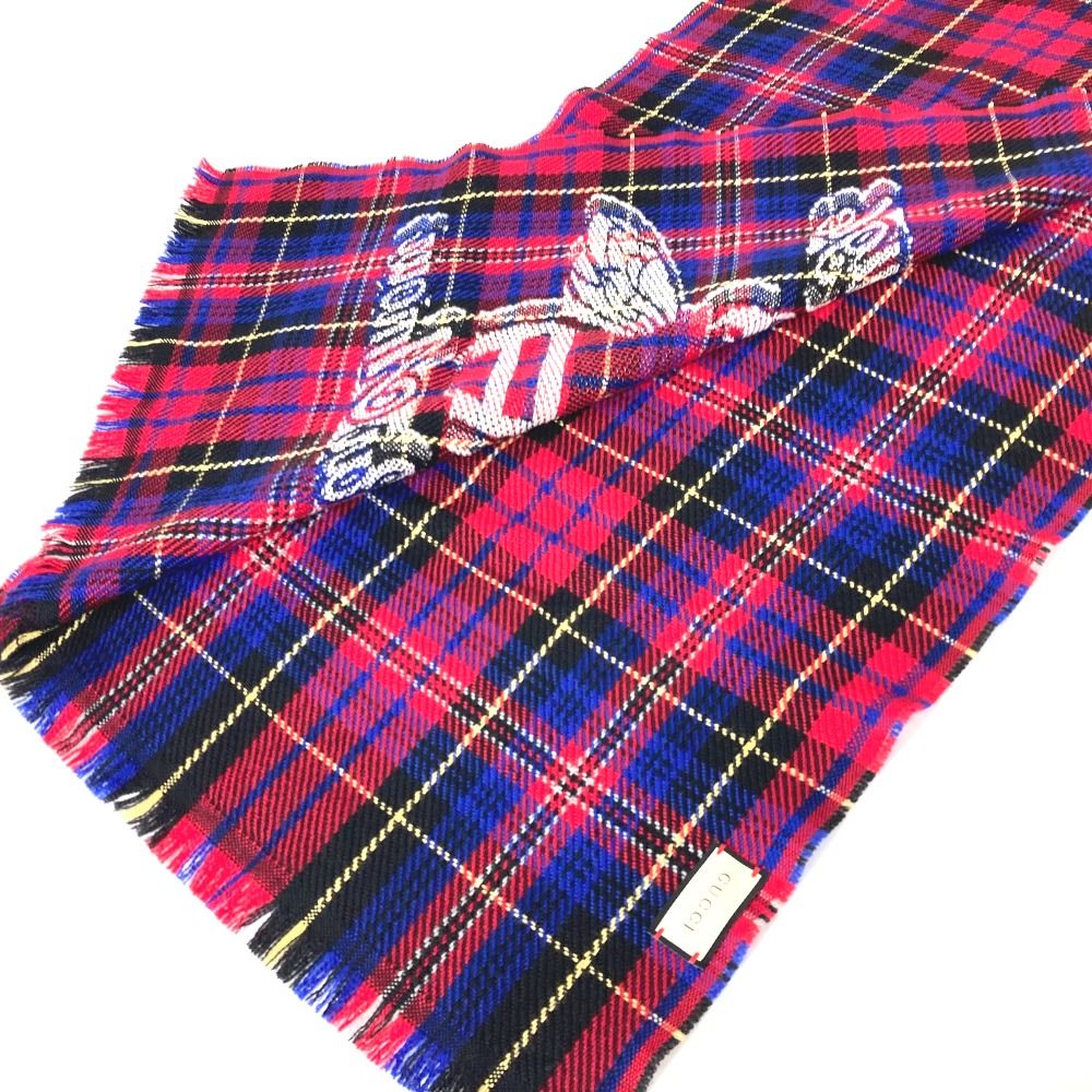 【未使用】GUCCIマフラー 蜂 Bee チェック柄 ウール100% GUCCI グッチ マフラー チェック BEE 蜂 ウール - メルカリ