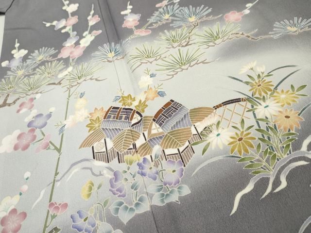 平和屋着物□訪問着 松竹梅風景文 暈し染め 正絹 逸品 BAAU3614hj