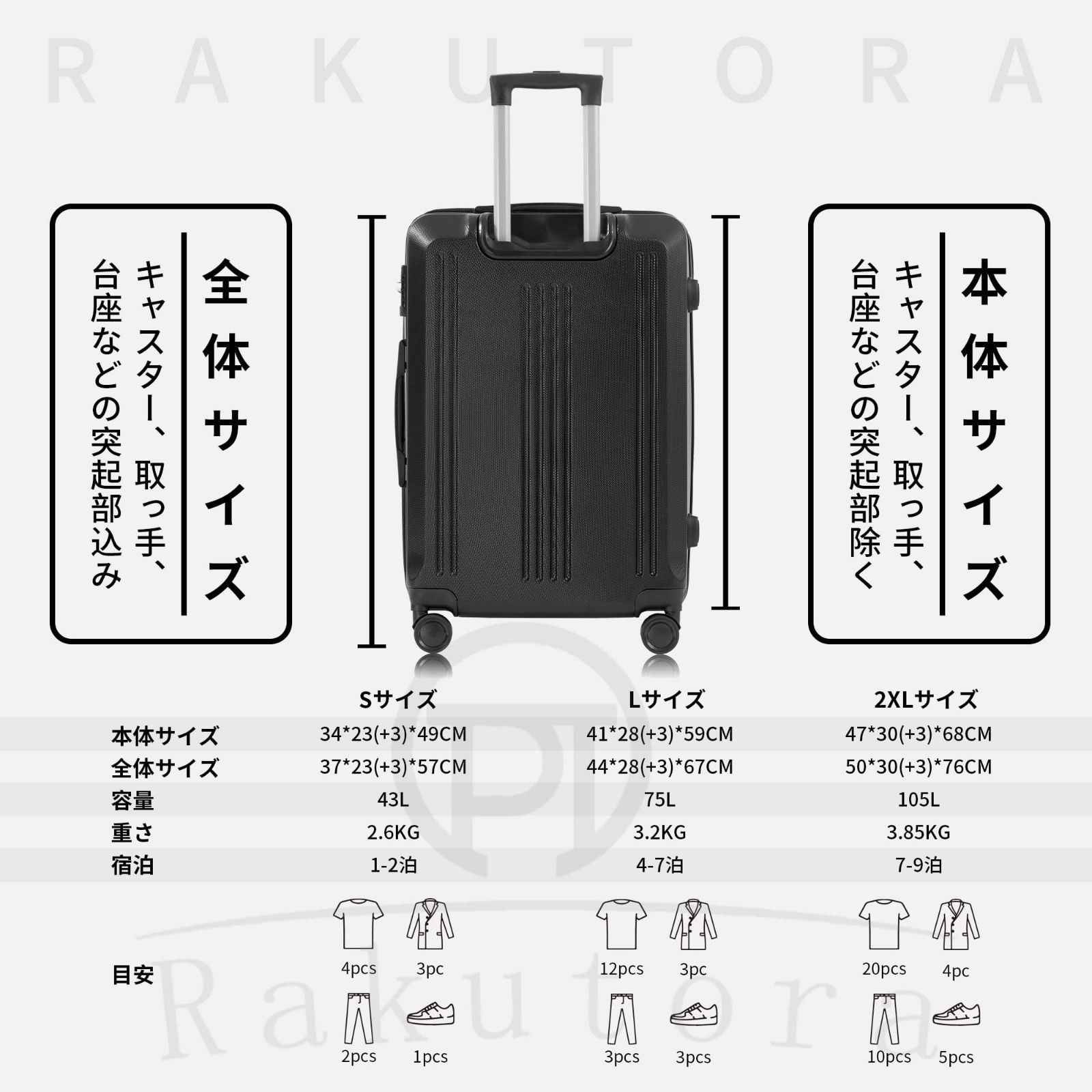 【色:ブラック_サイズ:Sサイズ(36L機内持込)】rakutora 楽虎 ス