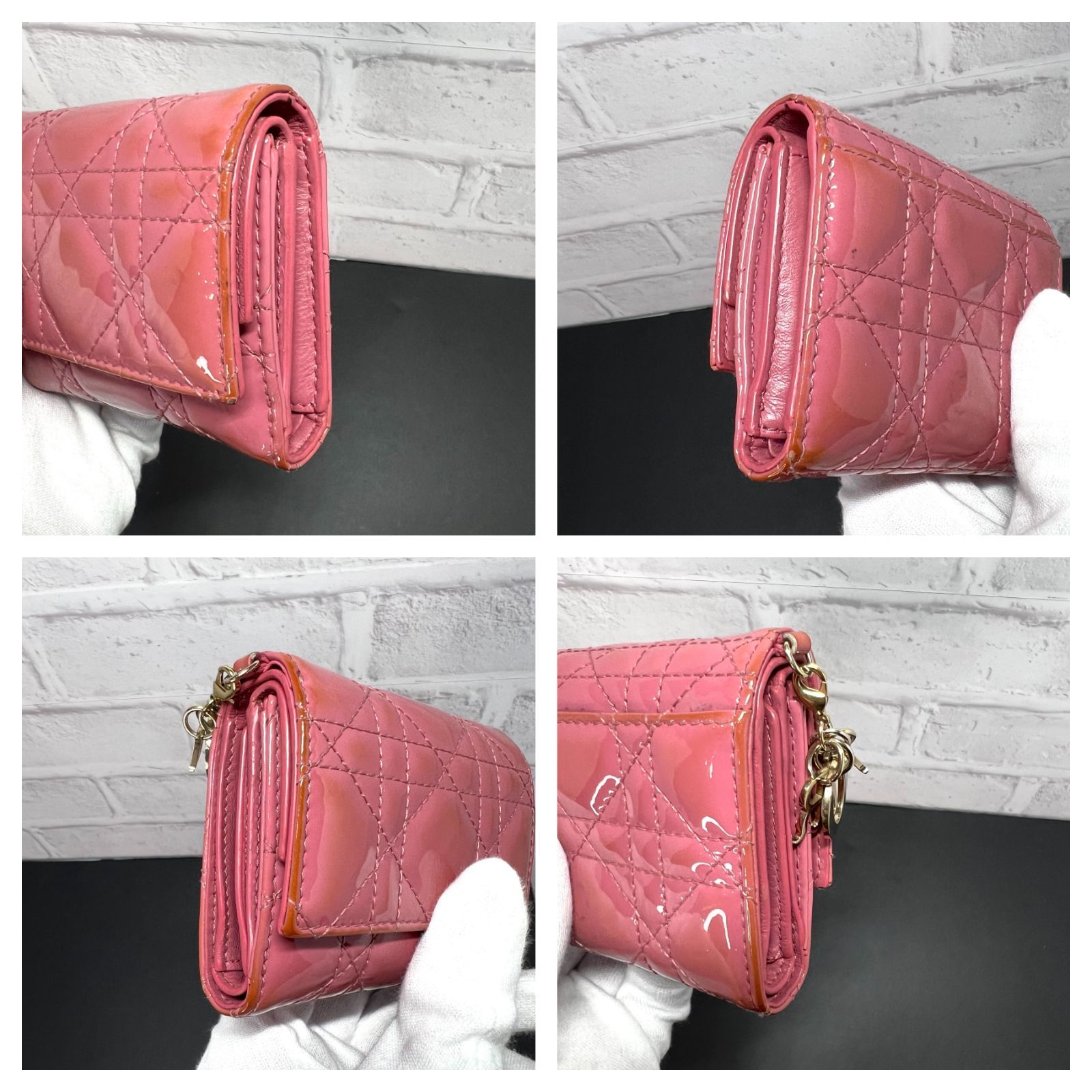 Christian Dior／レディディオール ロータスウォレット カナージュ 三 