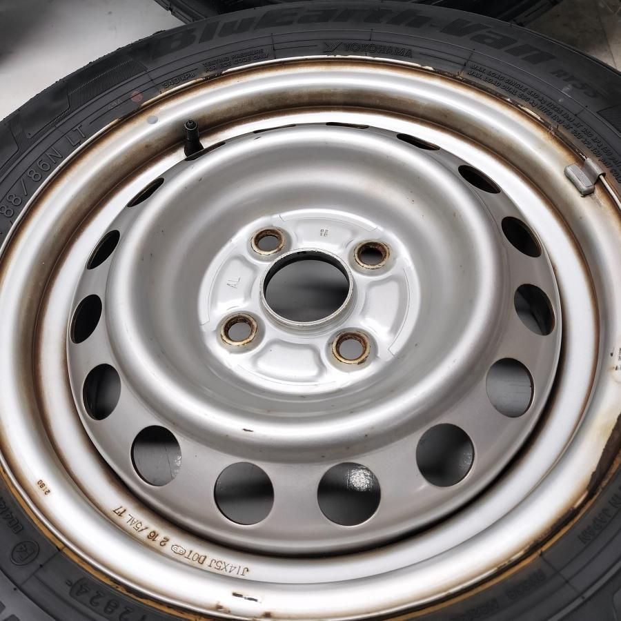 ◆本州 四国は ◆ ノーマル X ホイール 4本 155 80R14 LT ヨコハマタイヤ 14x5J トヨタ プロボックス 純正 4H -100 FFCRYSTALESIA_COM