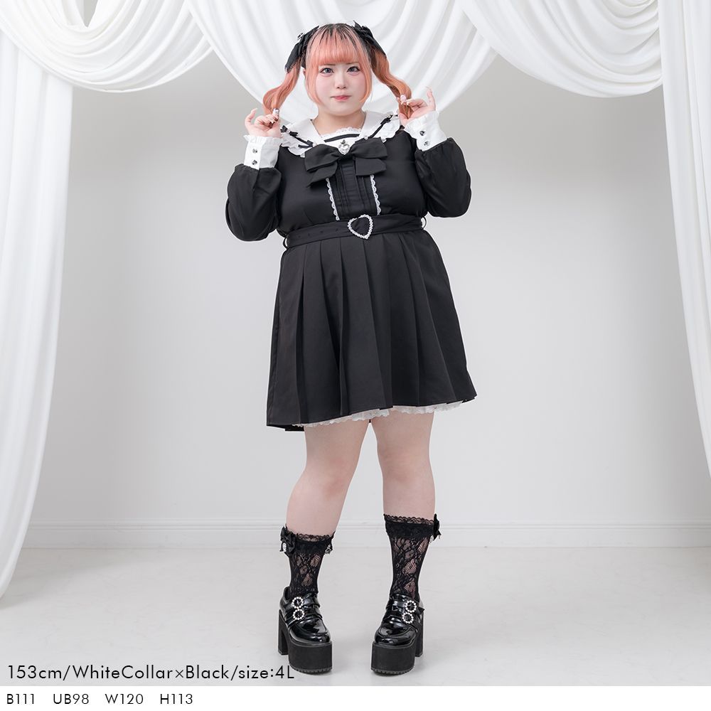 夢展望公式 [新品未使用] セーラービジューレースフリルワンピ