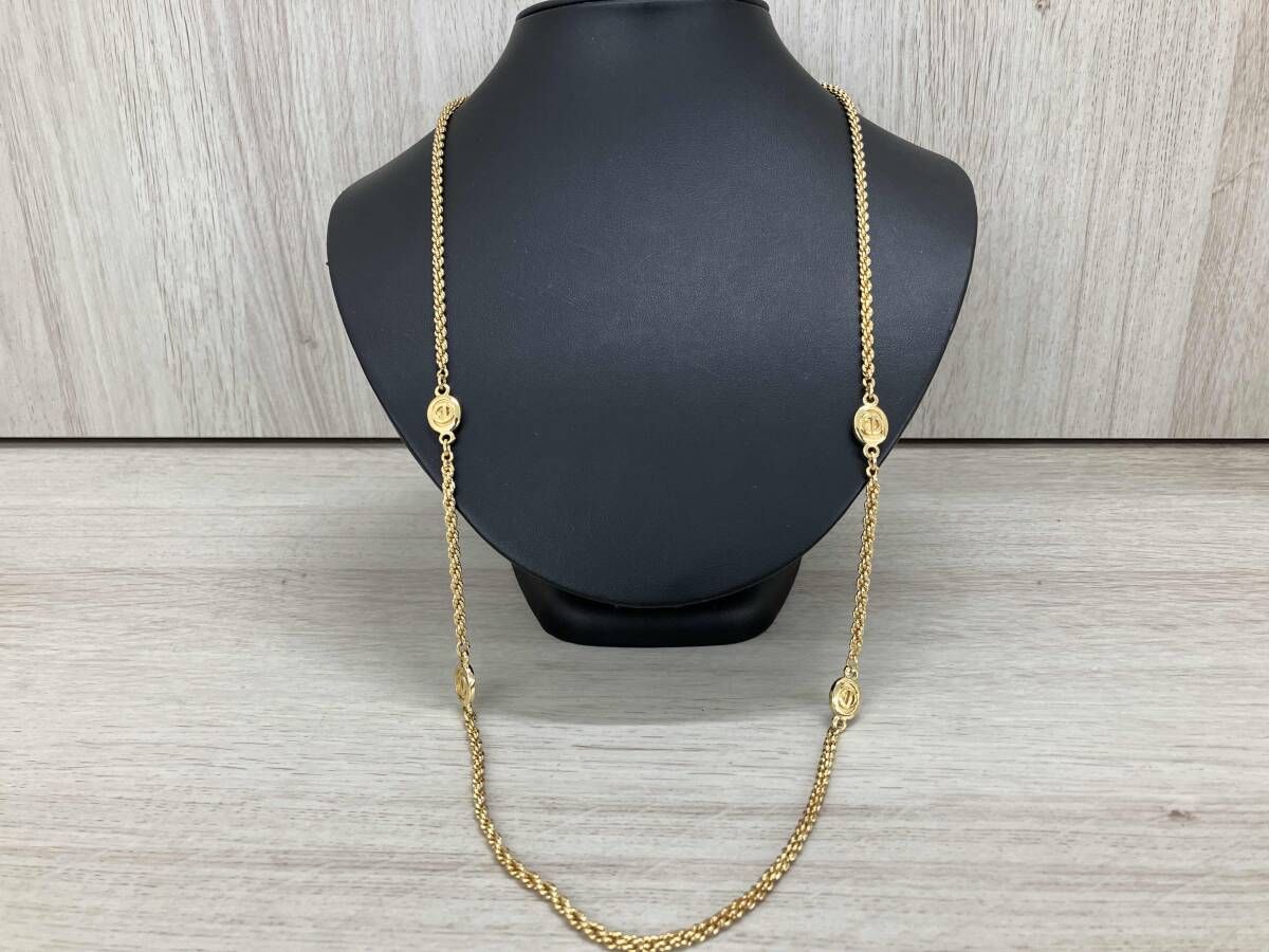 Christian Dior 約82cm ウ゛ィンテージ CDロゴ ネックレス チェーン ゴールド系 クリスチャンディオール ロングツイスト