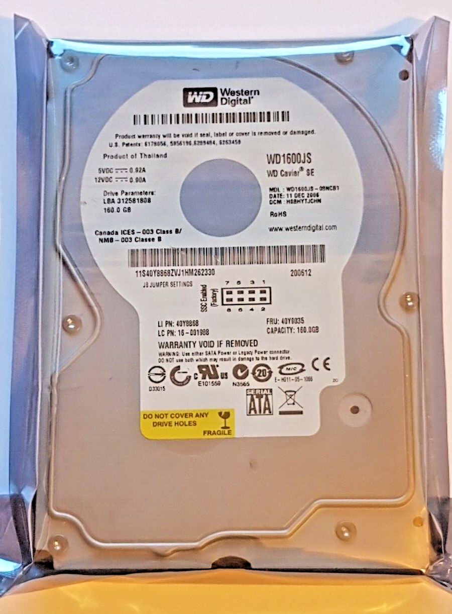 160GB SATA Western Digital WD1600JS-08NCB1 7200rpm 8MB HDD 3.5 ハードドライブ