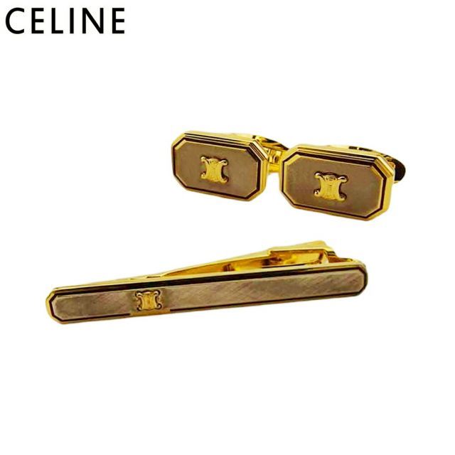 セリーヌ カフリンクス ネクタイピン ゴールド ブラック Celine CELINE - セリーヌ ネクタイピン 馬車ロゴ ブラック×ゴールド