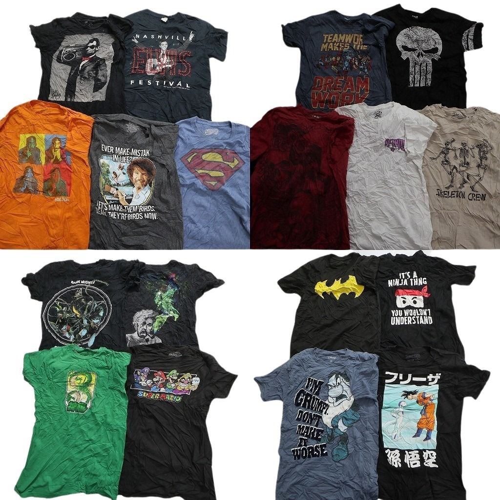 古着卸 まとめ売り カラーmix プリント 半袖Tシャツ 18枚セット (メンズ S ) タイダイ キャラクター アニメ MS8051