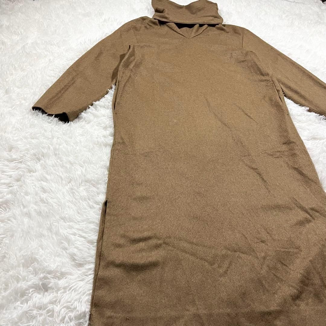 ATON エイトン キャメル ハイネック タートルネック ロングワンピース