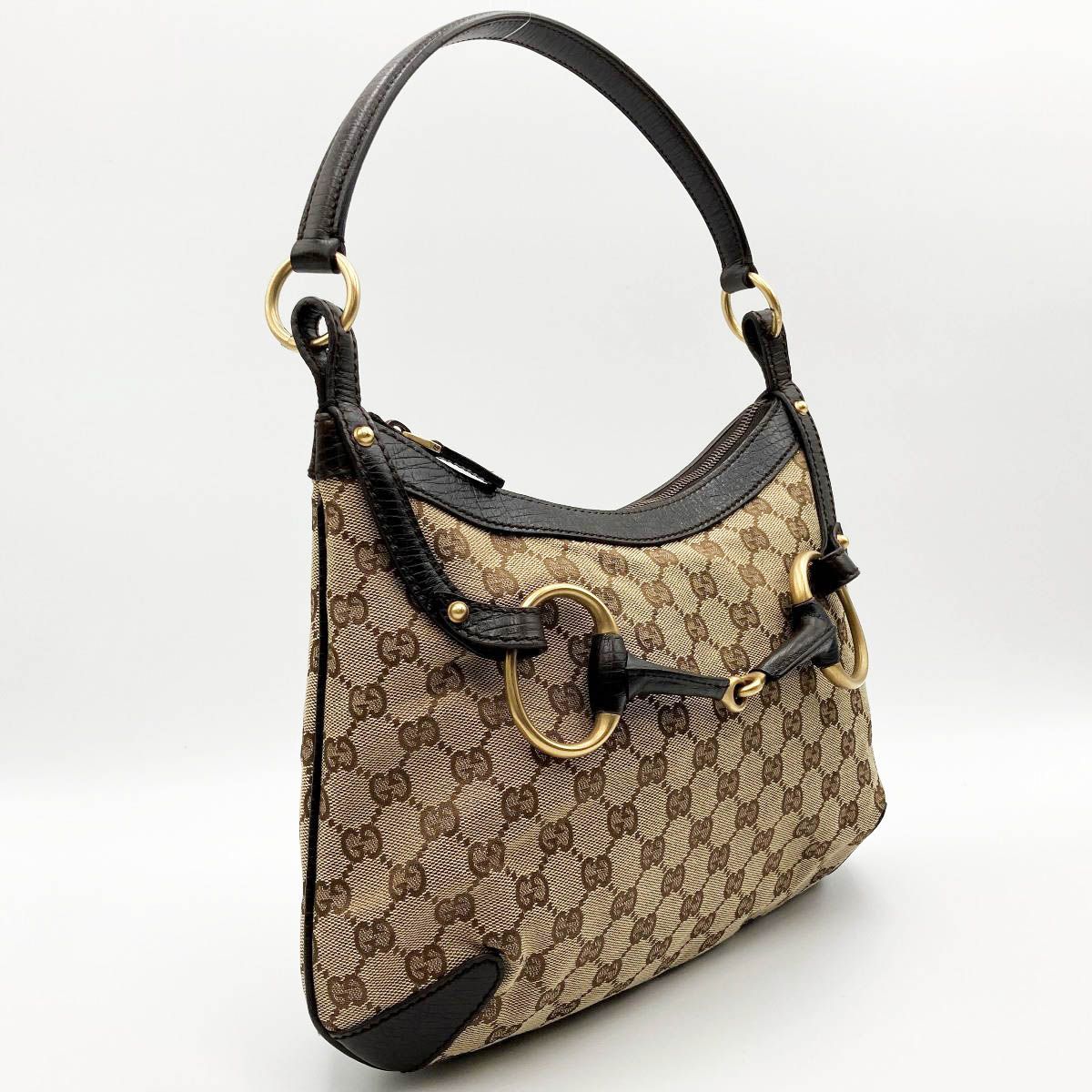 最終セール 美品 GUCCI グッチ ホースビット GG柄 ショルダー