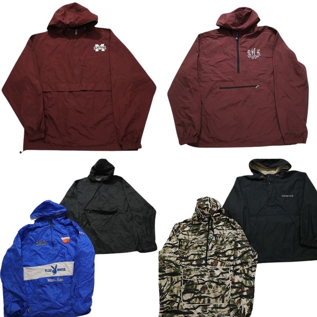 古着卸 まとめ売り アノラックパーカー ジャケット 6枚セット (メンズ M /L ) 迷彩 タイガーストライプカモ ブラック  プレイボーイ MU6980