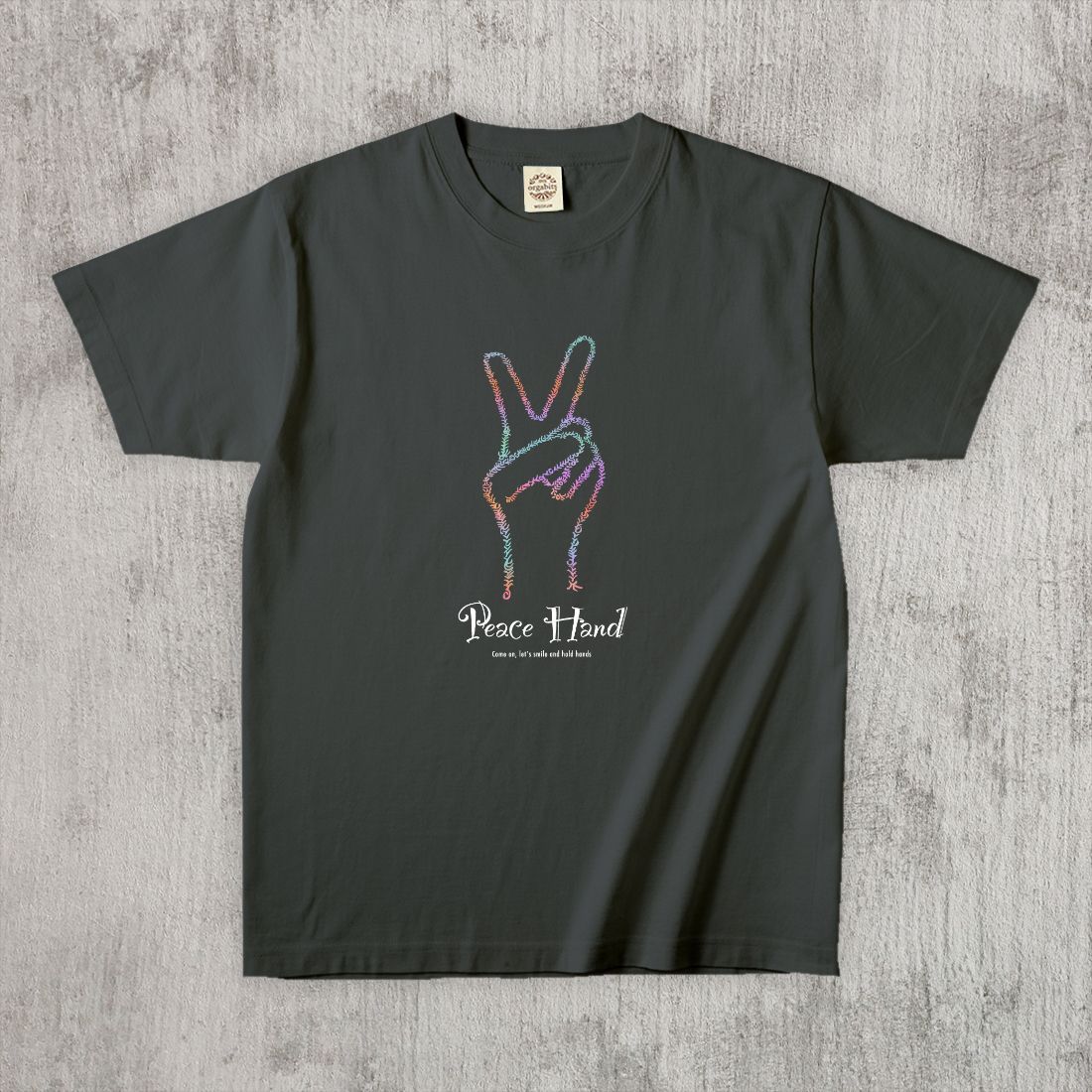 グラフィックTシャツ　Peace Hand Color