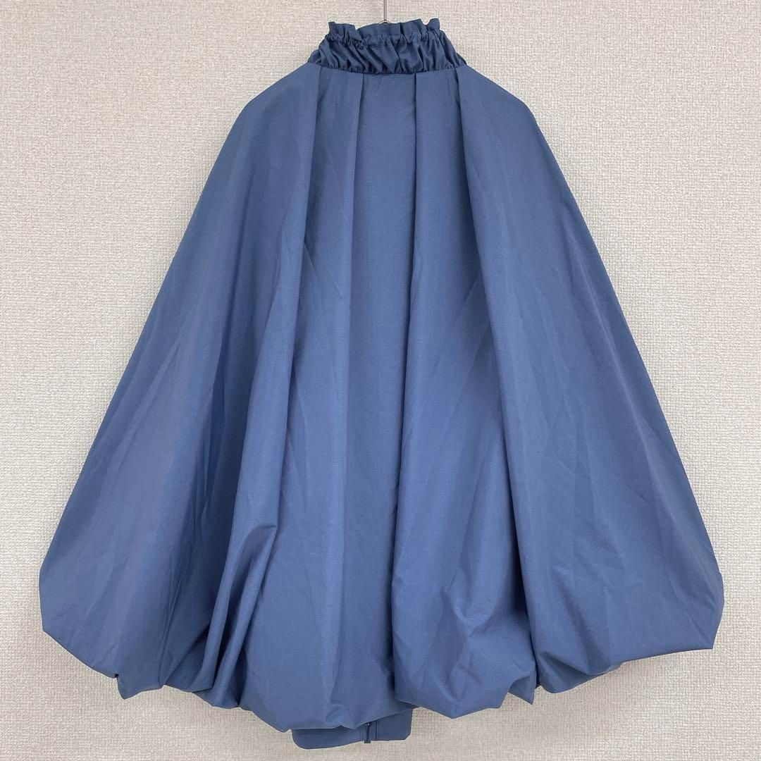 Rene ルネ 2025 ポンチョ ケープコート ジャケット 撥水加工 ジップ ハイネック ドローコード ブルー 36