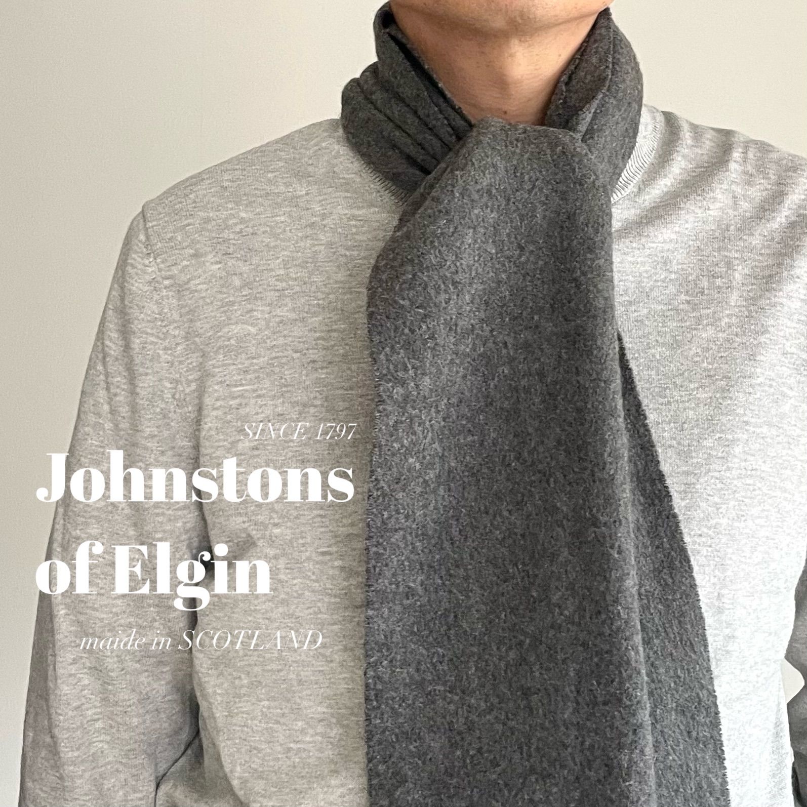 ●Johnstons of Elgin カシミヤ100% ケーブルニットマフラー Johnstons of Elgin】カシミヤ100% マフラー ○Johnstons of