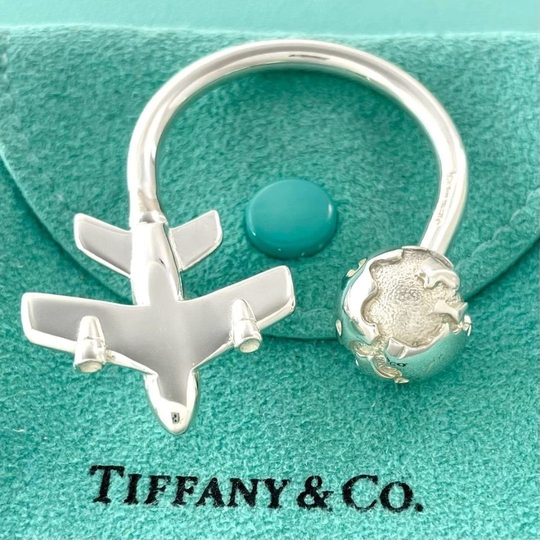 ティファニー 希少 飛行機 地球儀 キーリング キーホルダー 925 TH2fe