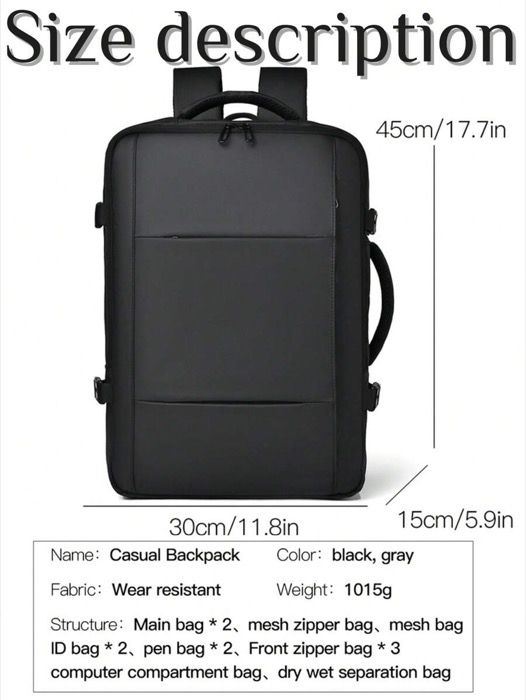 バッグ メンズ バックパック 1個 シューコンパートメントとノートパソコンコンパートメント付き デュアルバックパック 防水素材 拡張 折り畳み ショートトリップ 週末 一泊旅行 通学用に適しています 感謝祭 学