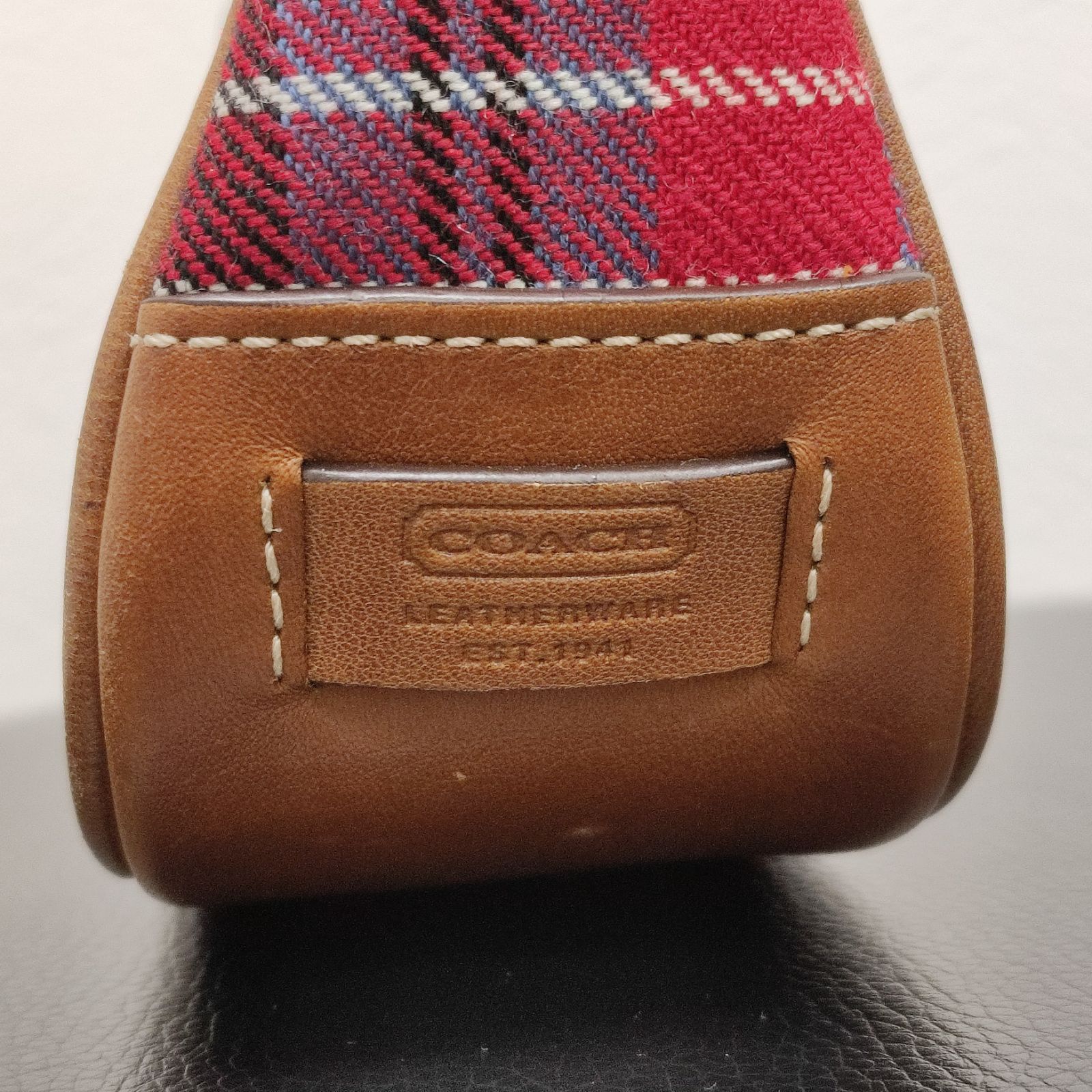 ●美品●　COACH　8935　アクセサリーポーチ　チェック　タッセルチャーム ○美品○ COACH 8935 アクセサリーポーチ チェック タッセル