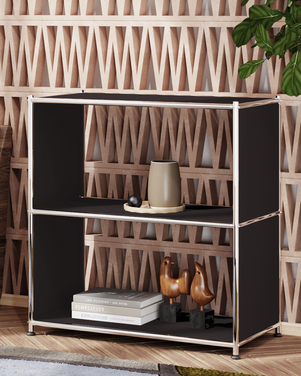 北欧モダン収納ラック サイドテーブル ナイトテーブル兼用 リビング 寝室用 幅40cm×高さ82.5cm オープンシェルフ 2段 組立簡単ブラック 本棚 Simplink MARWIL-DEMENAGEMENTS_CH