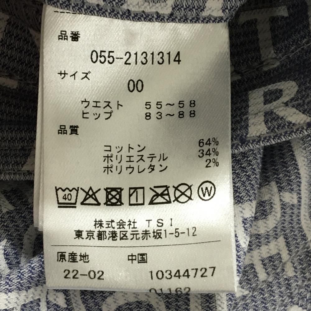 パーリーゲイツ パンツ ブルー系×白 ロゴ総柄 刺しゅうネイビー レディース 00 XS ゴルフウェア PEARLY GATES LLC-HASEGAWATOSO_COM