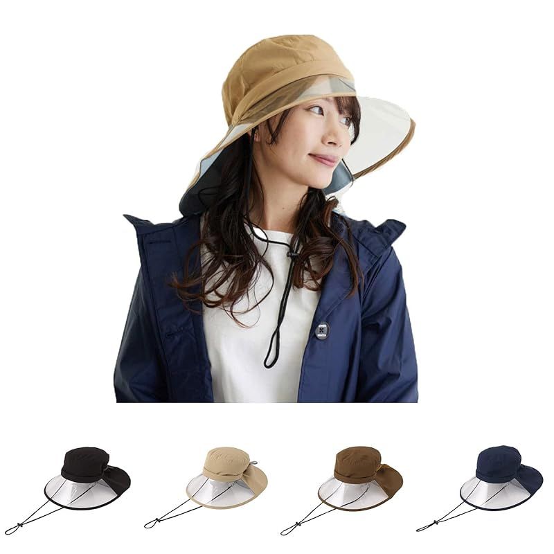 [ムーンバット] CYCLE HAT(サイクルハット) レインハット レディース 透明 ベージュ 69160(前つば透明 撥水) 1