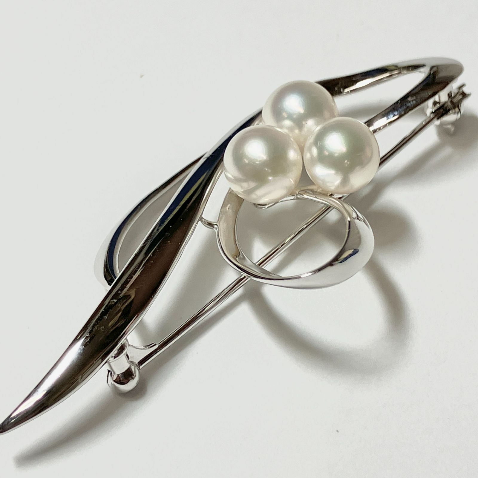 m001 T3 MIKIMOTO ミキモト パール 真珠 3連 ブローチ