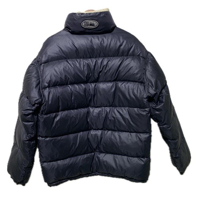 FIRST DOWN ダウンジャケット ナイロンジャンパー アウター リバーシブル ハイネック フルジップ ワンポイント ブランドロゴ 刺しゅう 古着