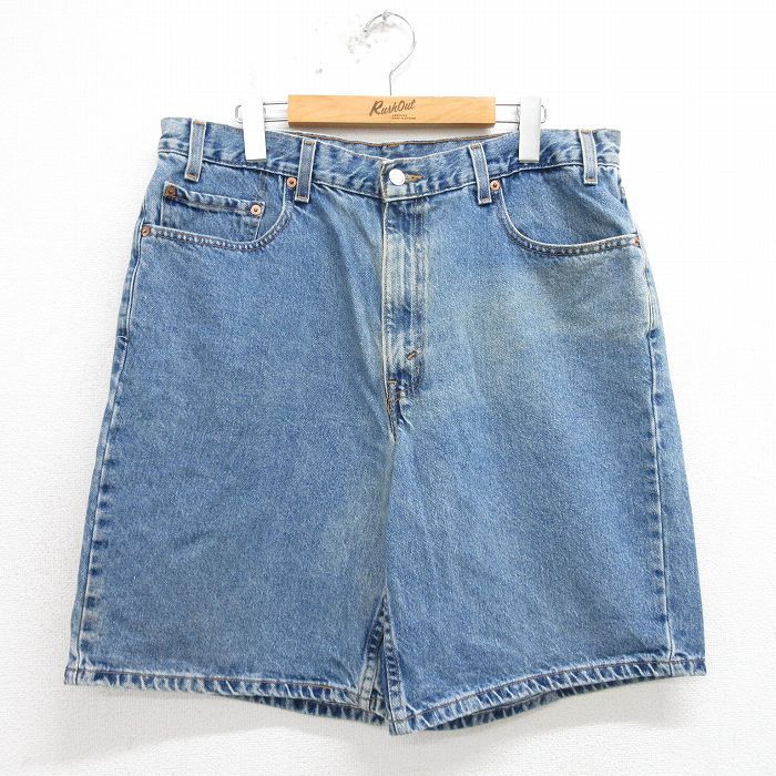 W36/古着 リーバイス Levis 550 ショート パンツ ショーツ メンズ 00s コットン 紺 ネイビー デニム 24may29 中古 ボトムス 短パン ショー