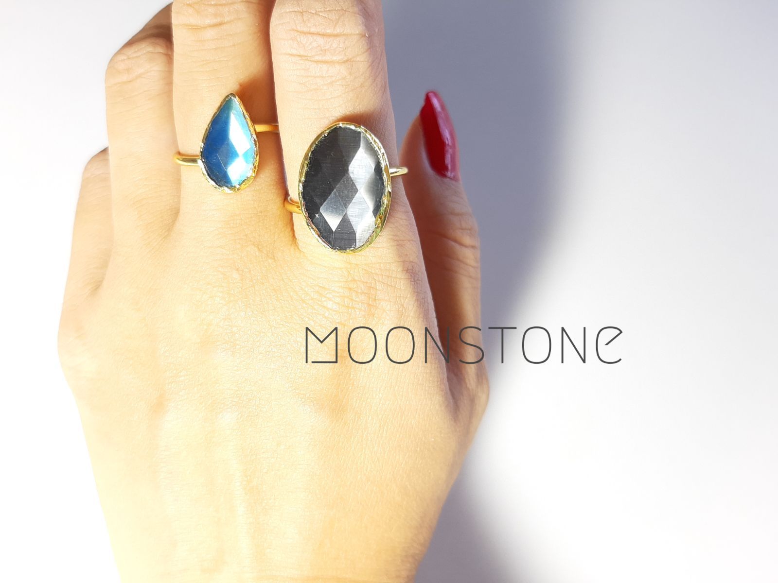 品質検査済 『Gold Stone & Moonstone』の世界でひとつの天然石リング