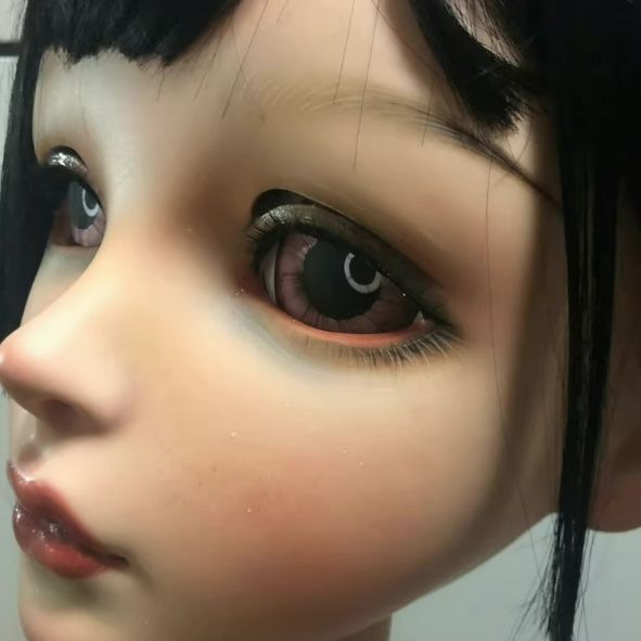 ハーフマスク 眼球付き カツラ付き NO.150 セット ドール ヘッドロリータ人形 コスプレ 変身 仮装 着ぐるみ kigurumi 二次元