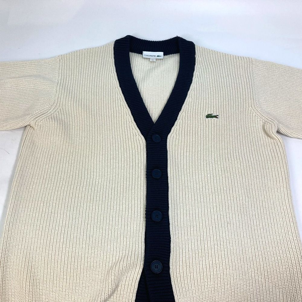 ラコステ トップス ハイブリッド ワッフルニット カーディガン
