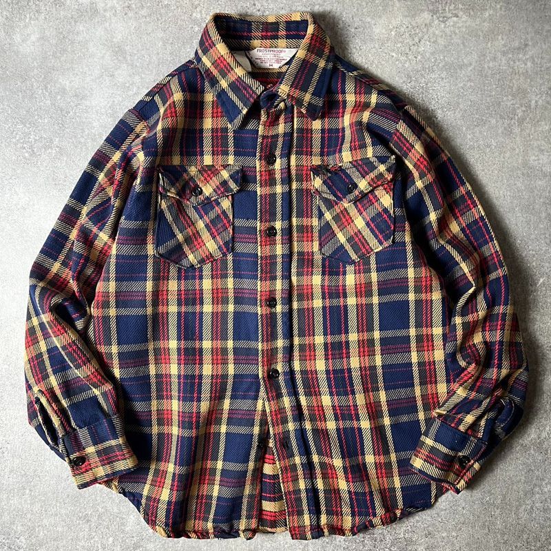 50s 60s P.N.H フランネルチェックシャツ USA製 15 M 60S ～ 70S デッドストック プリント フランネル シャツ 15 M