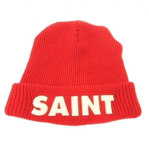 セントマイケル SAINTMICHAEL 23AW KNIT CAP SM-A23-0000-050 ビーニー ロゴ ニット キャップ 帽子 ニット帽 OS 赤 レッド AA