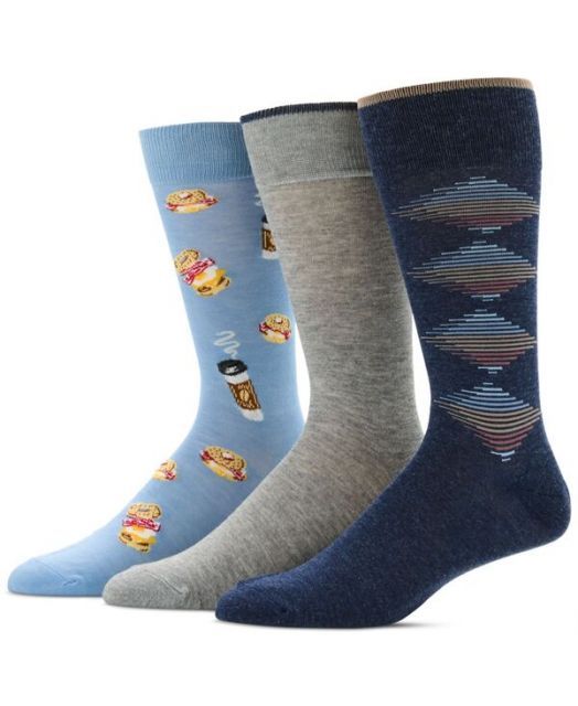 送料無料 ペリーエリス メンズ 靴下 アンダーウェア Men s 3pk. Mixed Patterned Socks BAGEL - COFFEE