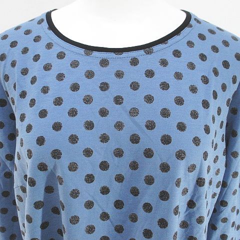 未使用品 ルイテミス LUITHEMIS 水玉 ドット 七分袖 Tシャツ カットソー 44 水色 ライトブルー 日本製 タグ付 レディース ルイテミス LUITHEMIS 水玉 ドット 七分袖 Tシャツ カットソー