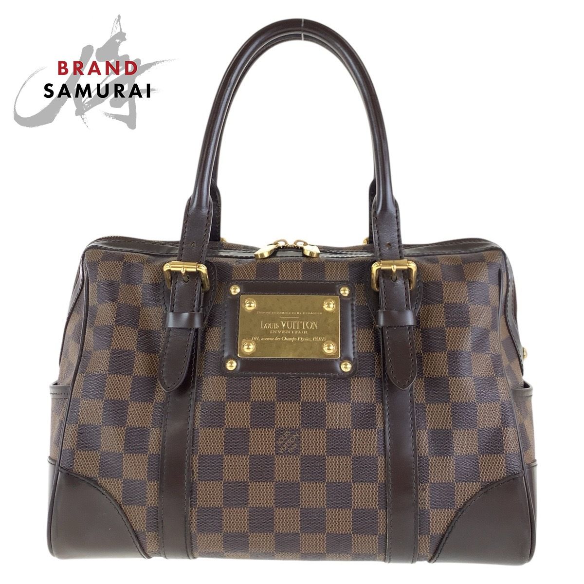 LOUIS VUITTON ダミエパターン レザーベルト ゴールド金具（ルイ
