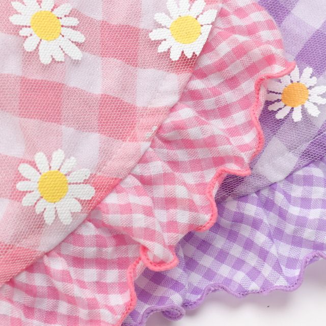 犬服 CanNana 【きゃんナナ】フラワーギンガムワンピース ラベンダー