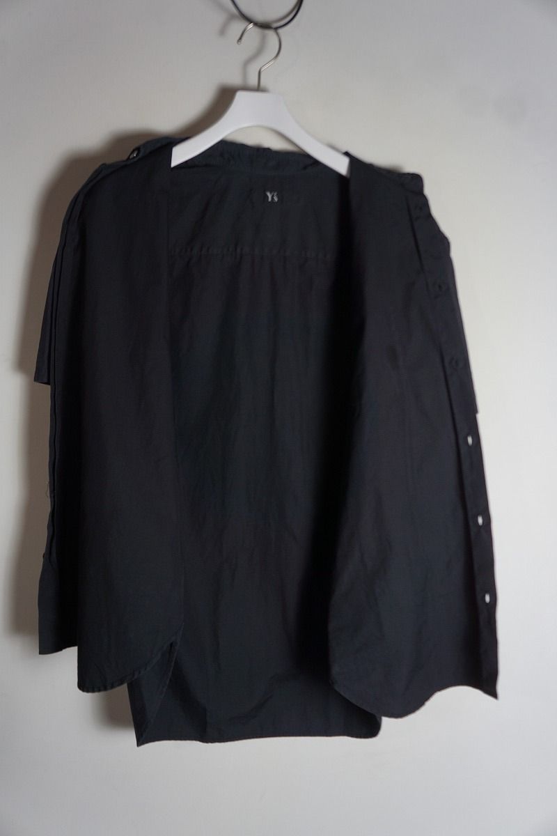 Y's Yohji Yamamoto ワイズ 半袖シャツ 黒 ヨウジヤマモト WILDSIDE YOHJI YAMAMOTO Original Collection、花刺繍を施した