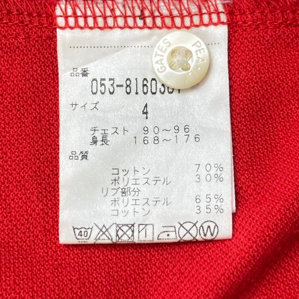 サイズ：4 PEARLY GATES パーリーゲイツ 半袖ポロシャツ レッド