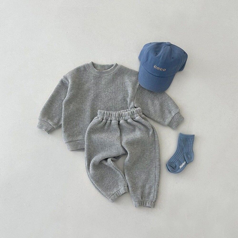 グレー  80cm  セットアップ ベビー セットアップ 上下セット 長袖 無地 パジャマ ベビー服 赤ちゃん 服 子供服 子ども服 こども服 男の子 女の子 秋冬 春秋 おしゃれ かわいい オシャレ 可愛い