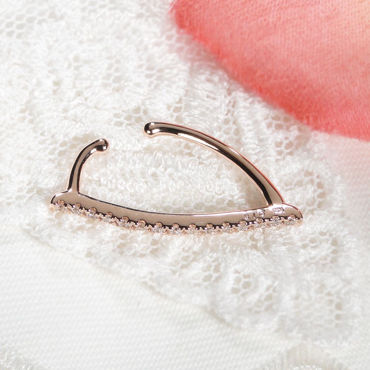 K10PG 0.15ct ダイヤモンド イヤーカフ【片耳用】 軟骨ピアス