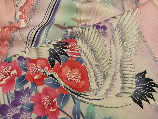豪華　花鳥文　ぼかし　金銀彩　ラメ　逸品　フルセット　振袖　振り袖 平和屋着物□豪華振袖 尾長鳥枝葉文 暈し染め 金銀彩 正絹 逸品