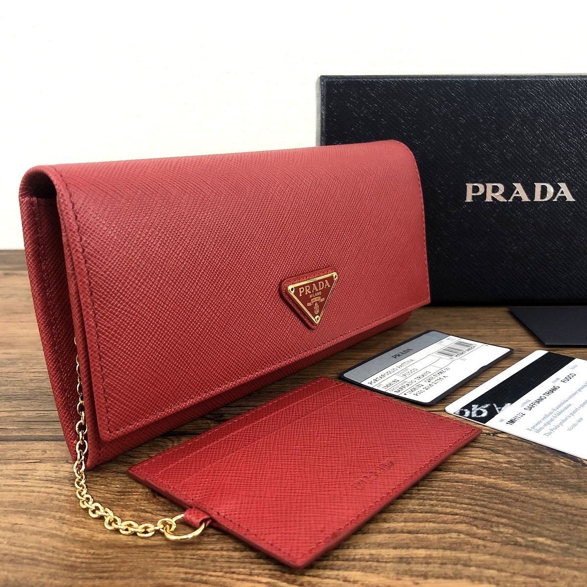 PRADA プラダ サフィアーノ 長財布 レッド 1MH132 レディース - 長財布