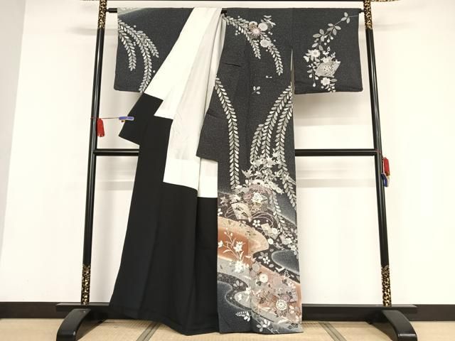 平和屋着物○訪問着 友禅 辻が花 花文箱文 暈し染め たたき