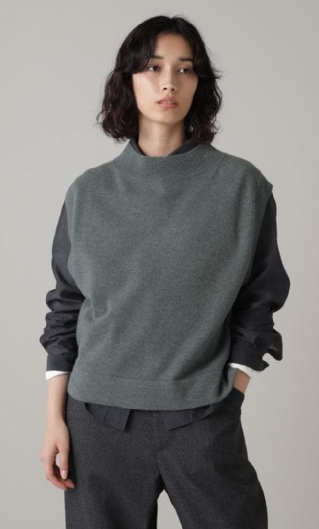 737 t マーガレットハウエル ウールカシミヤ モックネック ニット