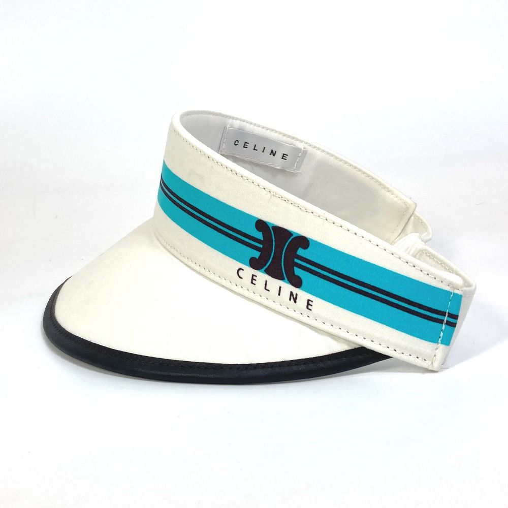 セリーヌ ロゴ ライン 帽子 バイザー サンバイザー コットン