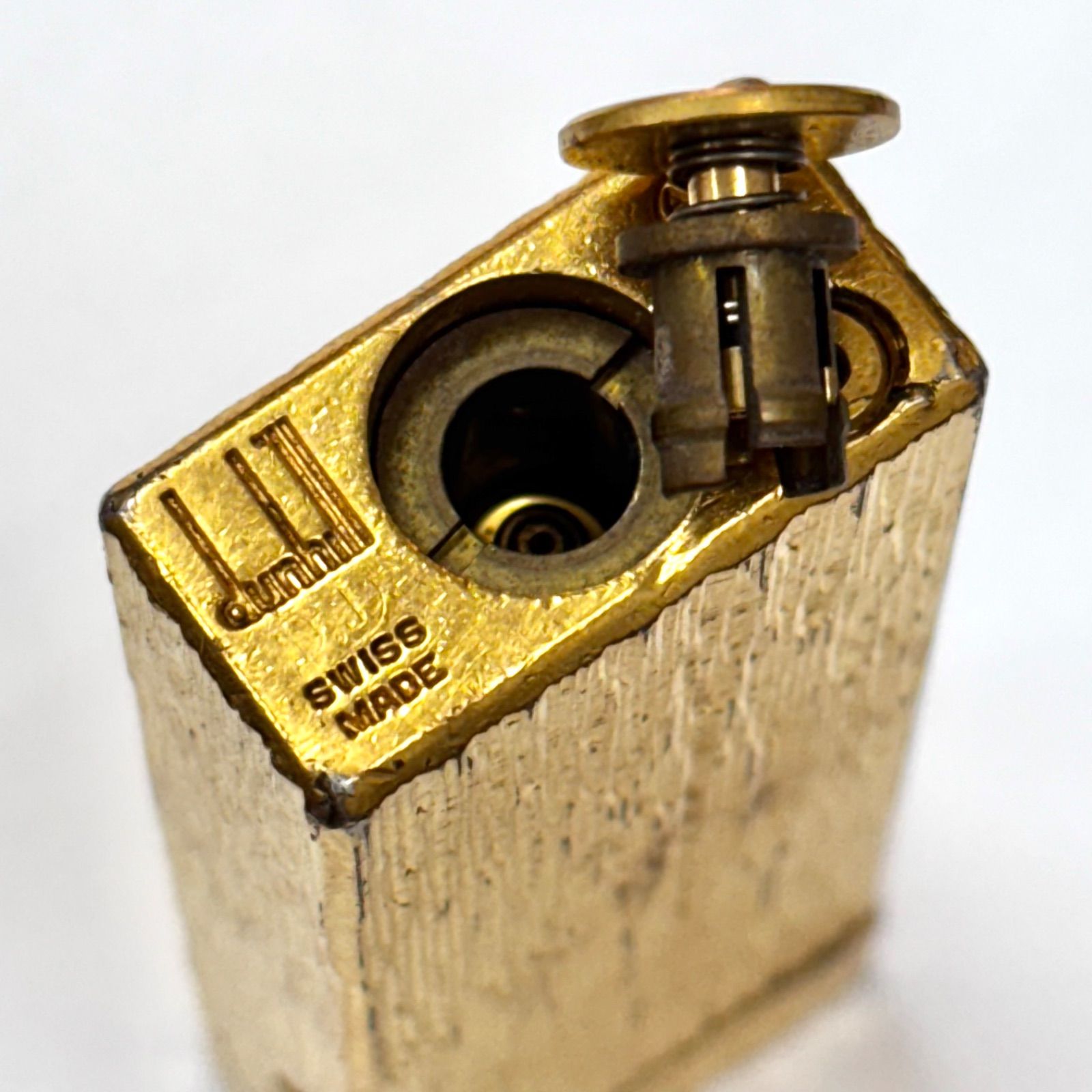 A19）dunhill SWISS MADE ゴールドガスライター ローラー着火 高級