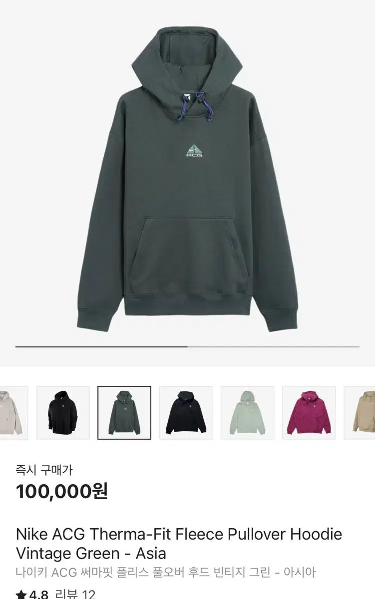 XXL NIKE ACG サーマフィット フーディー ヴィンテージ グリーン